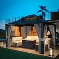thumbnail image 1 of ASJMR 12x14 FT Hardtop Gazebo Double Roof,Outdoor Metal Pavilion Garden Tent with Netting and Curtains,Gray, 1 of 6