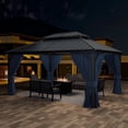 thumbnail image 1 of ASJMR 12x16 FT Hardtop Gazebo Double Roof With Metal Frame,Outdoor Pavilion with Curtains and Nettings,Garden Tent For Courtyards Backyards Decks Grass,Navy, 1 of 7