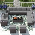 thumbnail image 1 of ASJMR 14 Pieces PE Rattan Patio Furniture Conversation Set Outdoor All-Weather Sectional Sofa Set For Garden Backyard,Gray, 1 of 8