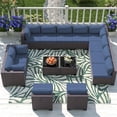 thumbnail image 1 of ASJMR 14 Pieces PE Rattan Patio Furniture Conversation Set Outdoor All-Weather Sectional Sofa Set For Garden Backyard,Navy, 1 of 9