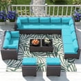 thumbnail image 1 of ASJMR 12PCS PE Rattan Patio Furniture Conversation Set All-Weather Sectional Sofa Set with Coffee Table & Cushions (Green), 1 of 9