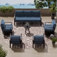 thumbnail image 1 of ASJMR 3PCS Aluminum Armrest Sofa with 2 Swivel Rocking Chairs & Glass Top Table,Outdoor Patio Furniture Conversation Set,Navy, 1 of 7