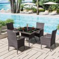 thumbnail image 1 of ASJMR 5 Pieces Dining Set Outdoor Indoor with PE Rattan Wicker Umbrella Hole Patio Dining Table and Armrest Chairs, Grey, 1 of 7