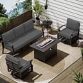 thumbnail image 1 of ASJMR 5 Seat Aluminum Patio Furniture Set with Fire Pit Table and Swivel Rocking Chairs Outdoor Armrest Sofa Conversation Set,Grey, 1 of 8
