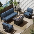 thumbnail image 1 of ASJMR 5 Seat Aluminum Patio Furniture Set with Fire Pit Table and Swivel Rocking Chairs Outdoor Armrest Sofa Conversation Set,Navy, 1 of 7