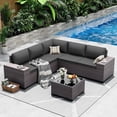 thumbnail image 1 of ASJMR 6 Pieces Patio Outdoor Furniture Set All-Weather Rattan Wicker Conversation Outside Sectional Sofa Chair Set with Cushions & Coffee Table,Black, 1 of 10