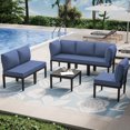 thumbnail image 1 of ASJMR 7 Piece Metal Patio Furniture Set Outdoor Sectional Sofa Set With Cushions & Coffee Table,Navy, 1 of 7