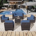 thumbnail image 1 of ASJMR 7 Pieces Outdoor Patio Furniture Set Outside PE Rattan Wicker Sectional Sofa Conversation Sets with Coffee Table and Navy Blue Cushions, 1 of 9