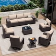 thumbnail image 1 of ASJMR 9 Pieces Outdoor Patio Furniture Sets with 2 Swivel Chairs and Cusions,PE Rattan Wicker Conversation Outside Sectional Sofa Set,Sand, 1 of 10