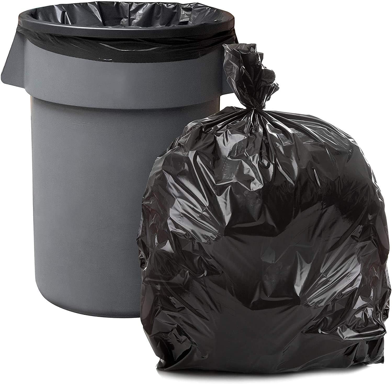ASK WHOLESALE 55-60 gallon Trash Bags │ 1.5 Mil │ Black Heavy Duty Garbage Can Liners │ 38” x 58” | 100 Count (Pack of 1)
