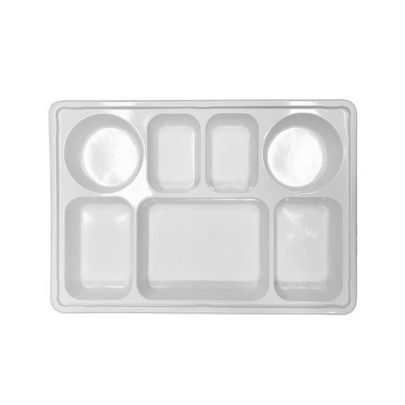 ASK WHOLESALE 7 Compartment Plastic Rectangle Plates | 13.50" x 10.47", PACK OF 100 | Heavy Duty, Super Strong, Eco-Friendly Disposable Plates, 100% BPA Free, For Buffet and Party