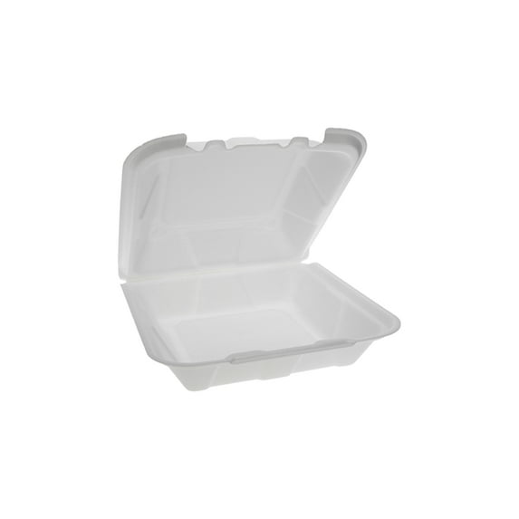 ASK WHOLESALE 9-3/8" x 9" x 3" White Foam Square Take Out Container with Hinged Lid - Superior Thermal Insulation, Microwave & Freezer Safe, Leak & Grease Proof, Reusable & Recyclable - Pack of 200