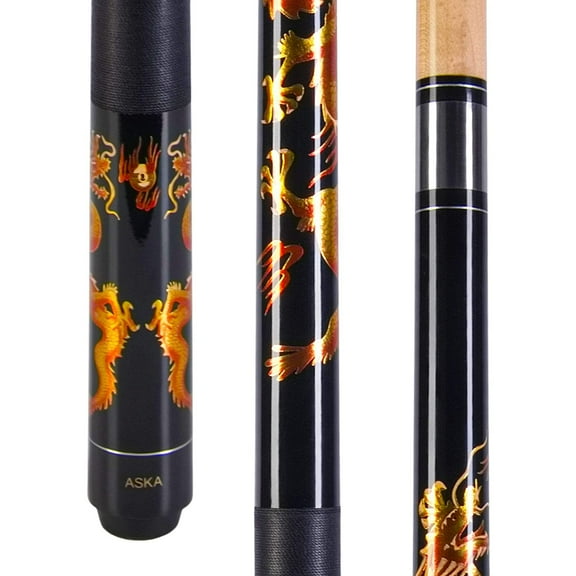 ASKA Golden Dragon Pool Cue Stick, Irish Linen, 13mm Layered Hard Tip