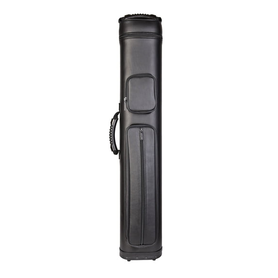 ASKA 4x8 Pool Cue Case - Heavy-Duty Vinyl, Oval Design, Holds 4 Butts & 8 Shafts, Black