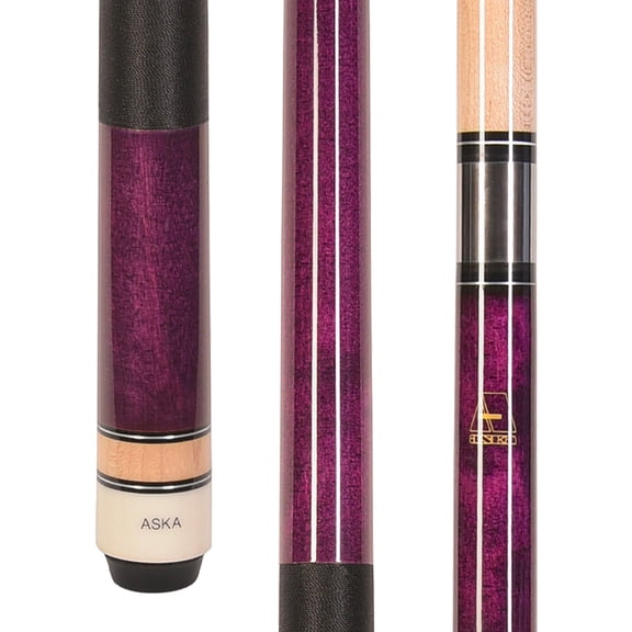ASKA L2 Purple Pool Cue Stick - 58" Canadian Hard Rock Maple, 5/16x18 Joint, Black Nylon Wrap