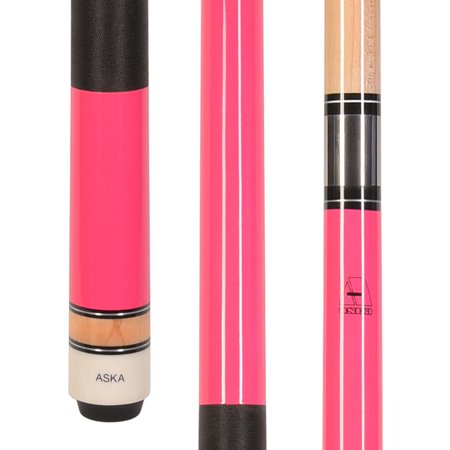 ASKA L2 Pink Pool Cue Stick, 58" 2-Piece, 18 oz, Canadian Hard Rock Maple Shaft, Black Nylon Wrap, 13mm Leather Tip