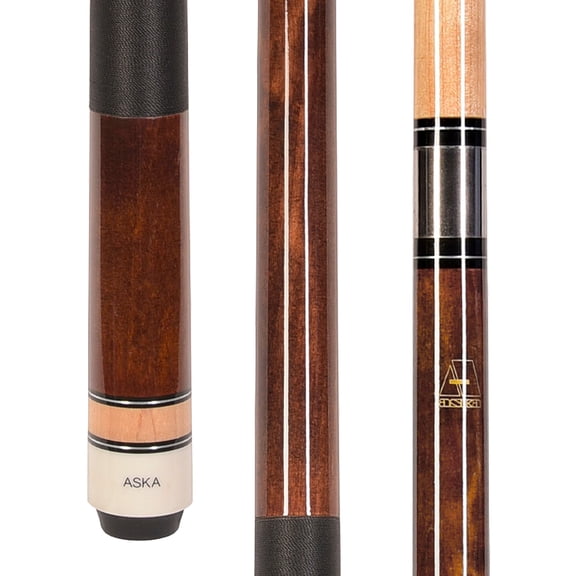 ASKA L2 Brown Pool Cue Stick - Hard Rock Canadian Maple, 5/16x18 Hand Polished Steel Joint, Maple Ring