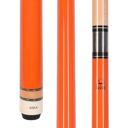 ASKA L3 Orange Pool Cue Stick, 58" 2-Piece, 19 oz, Canadian Hard Rock Maple Shaft, Wrapless Handle, 13mm Leather Tip