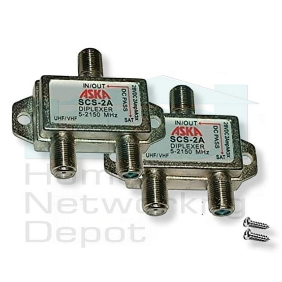 ASKACOMM SCS-2A SATELLITE DIPLEXERS W/ 2 AMP DC POWERING PASS THRU FOR LNB POWERING - PAIR