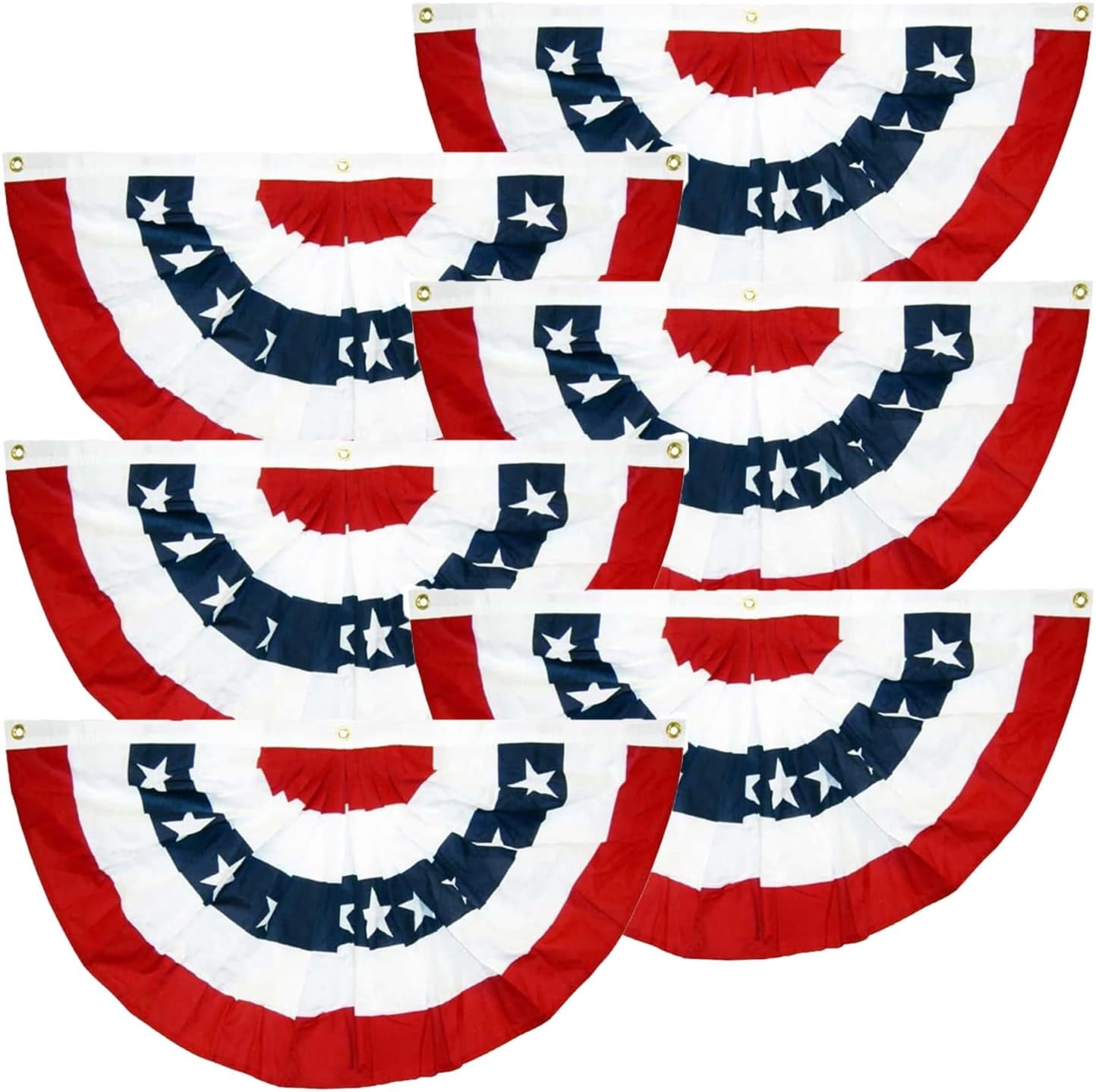 ASKETAM 4th of July Half Pleated Fan Bunting Flag Outdoor Indoor Patriotic Flags Decor 6 Pack