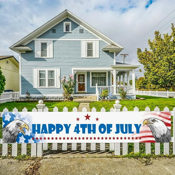 ASKETAM 4th of July Large Banner 120"x20" Independence Day Yard Sign Hanging Decor (Condor)