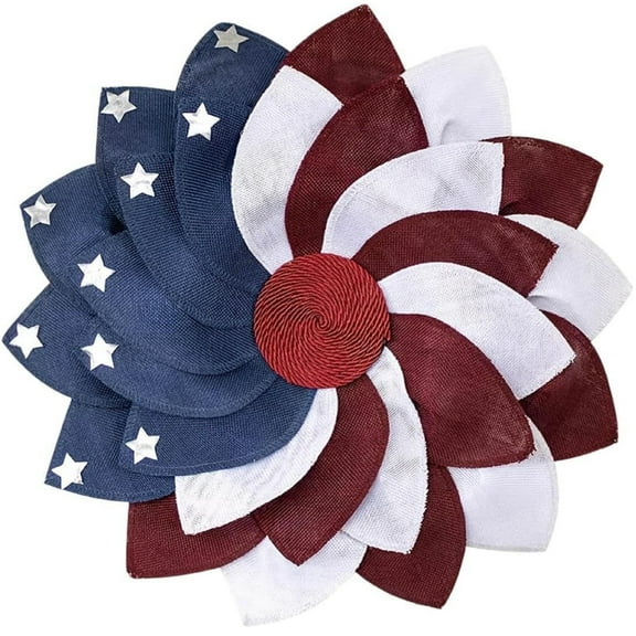 ASKETAM 4th of July Patriotic Wreath Front Door Window Wall Burlap Bow Decor (A)