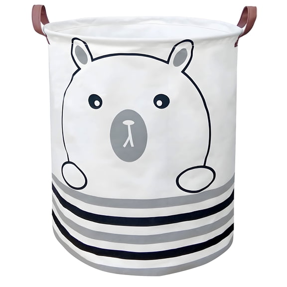 ASKETAM Baby Laundry Basket Kids Hamper Nursery Toy Storage Room Decor Organizer (Striped Bear)