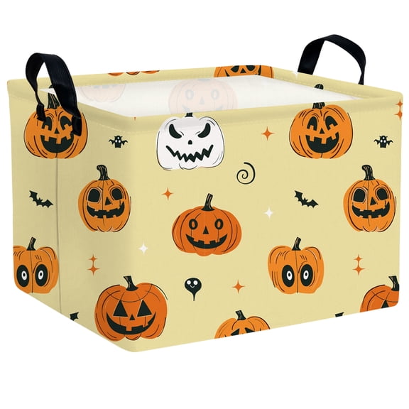 ASKETAM Cute Halloween Basket for Kids Trick or Treat Party Decor Storage Bin (Funny Pumpkin Expression)