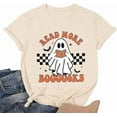 thumbnail image 1 of ASKETAM Halloween Shirts for Women - Groovy Read More Books Ghost T-Shirt Khaki (XL), 1 of 7