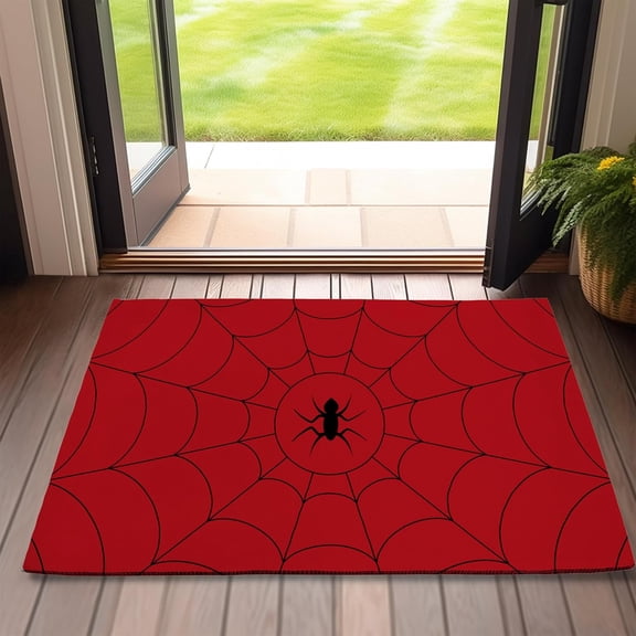 ASKETAM Halloween Spider Web Doormat, Non-Slip Indoor/Outdoor Mat, 19x30 inch
