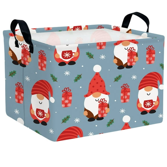 ASKETAM Large Christmas Gift Basket Empty Storage Bin for Toys & Holiday Decor (Red Hat Dwarf Gift)