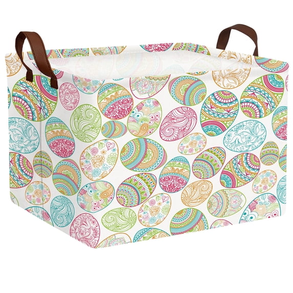 ASKETAM Large Rectangular Easter Basket for Kids, Durable & Cute Gift Storage (Bohemian Retro)