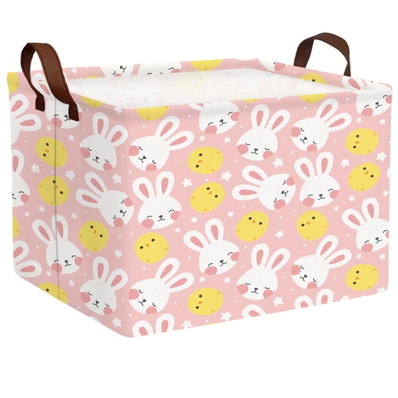 ASKETAM Large Rectangular Easter Basket for Kids, Durable & Cute Gift Storage (Pink -02)