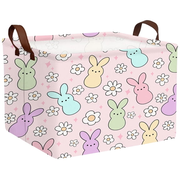 ASKETAM Large Rectangular Easter Basket for Kids, Durable & Cute Gift Storage (Pink -04)