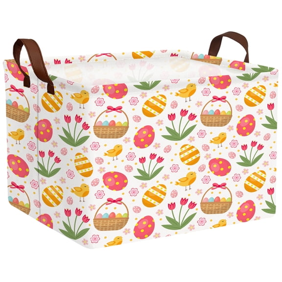 ASKETAM Large Rectangular Easter Basket for Kids, Durable & Cute Gift Storage (Tulip Easter Egg Chicken)