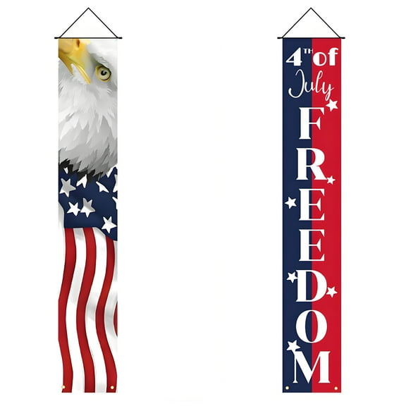 ASKETAM Patriotic Banners for Outside Porch Sign Home 4th of July Memorial Day Decor (D)