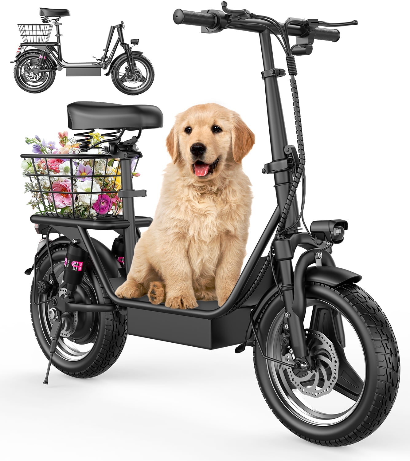 ASKGO Electric Scooter for Adults, 500W(650W Peak) Motor, 20MPH Speed 25 Miles Range Electric Scooter with Seat & Basket, Dual Disc Brakes, 36V 13AH E Scooter for Commuter Travel