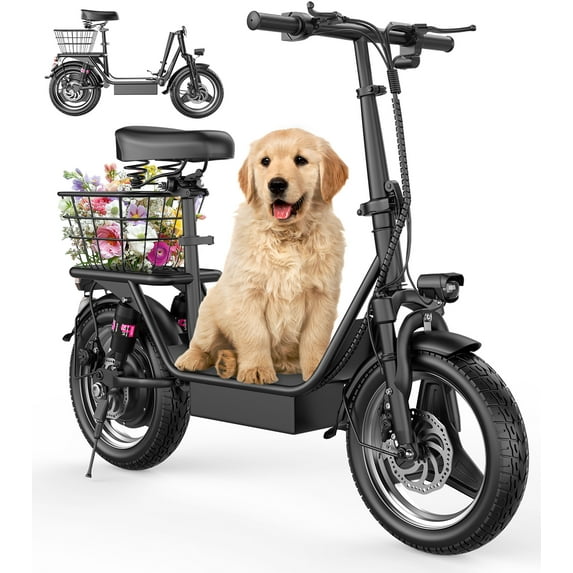 ASKGO Electric Scooter for Adults, 500W(650W Peak) Motor, 20MPH Speed 25 Miles Range Electric Scooter with Seat & Basket, Dual Disc Brakes, 36V 13AH E Scooter for Commuter Travel