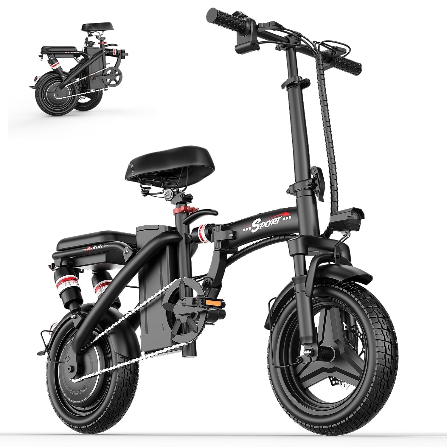 ASKGO Z8 Mini Ebikes for Adults, 650W Motor, 20MPH 25Miles Range Electric Mountain Bikes for Adults, 499WH Battery, Lightweight Folding Electric Bicycle, 14" Tires, UL 2849 Certification