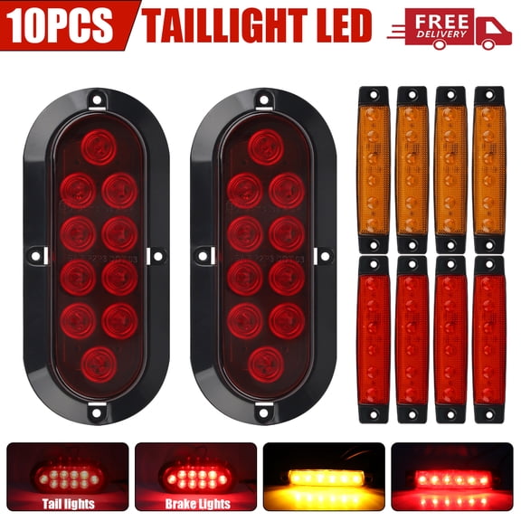 ASKITO 10 Pack LED Trailer Tail Light Kit, Stop Brake Turn Trailers Lights for Truck RV Boat Bus Lorry Camper Van Caravan