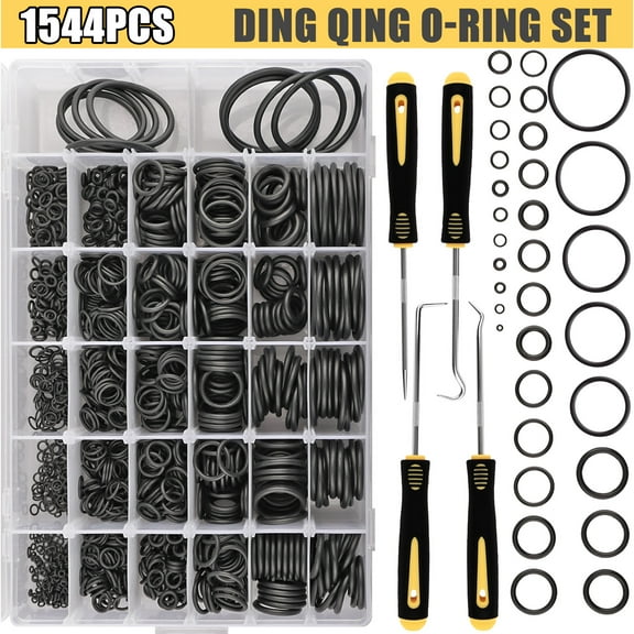 ASKITO 1540 Pcs 32 Size O-Rings Kit, Nitrile Rubber O Ring Assortment with 4 Hook SetCar Repair, Plumbing, Air or Gas Connections
