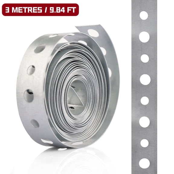 ASKITO 1pc Galvanized Metal Pipe Strap with Holes, 3/4-Inch x 10ft Thickness for Pipe Support Pipe Hanger Strap Metal Strapping