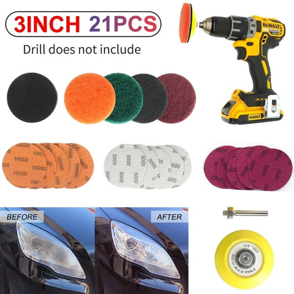 ASKITO 21X 3" Car Headlight Lens Restoration Repair Kit Polishing Cleaner Cleaning Tool