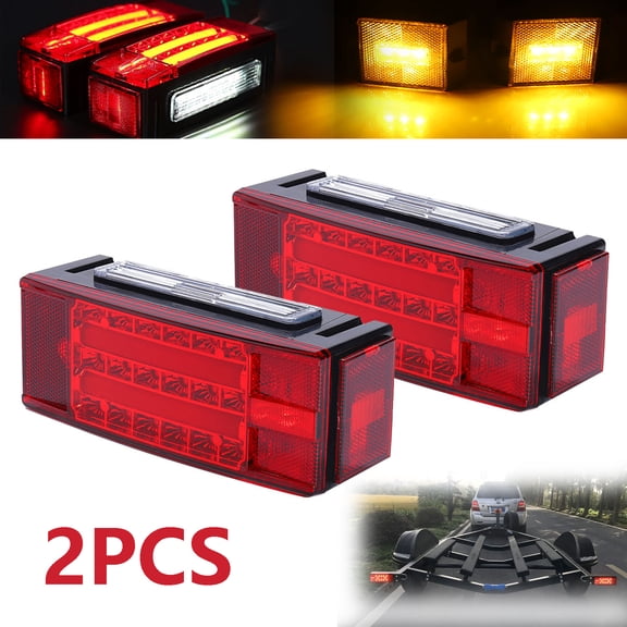 ASKITO 2PCS 12V LED Submersible Trailer Lights, Left & Right Tail/Brake/Turn/Running Lights for Boat, Truck, Marine