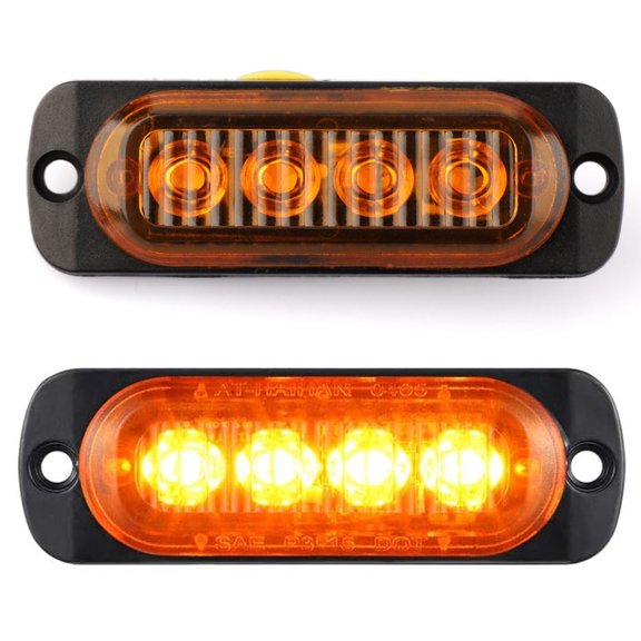 ASKITO 2Pcs 4 LED Side Marker Clearance Lights, LED Side Marker Light for Trailer Truck RV, Vehicles Trucks Emergency Strobe Lights, Yellow