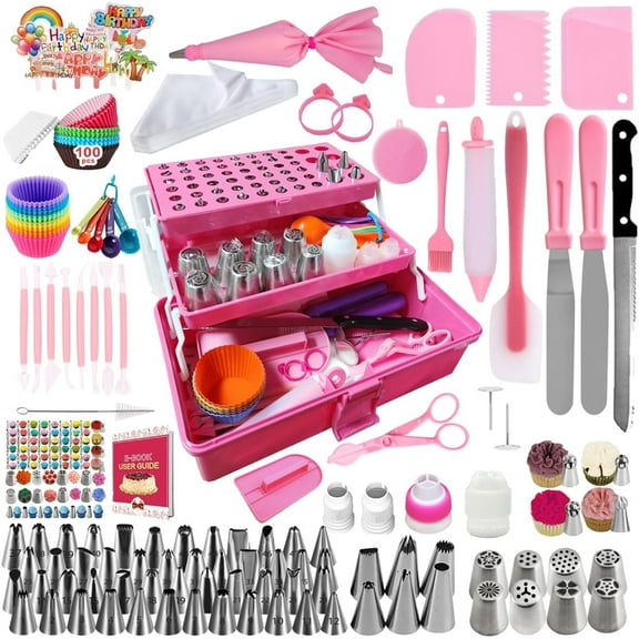 ASKITO 359PCs Cake Decorating Baking Supplies Kit, Baking Set with Piping Tips, Icing Bags and Tips Set for Beginners or Professional, Baking Tools, Cupcake Decorating Kit