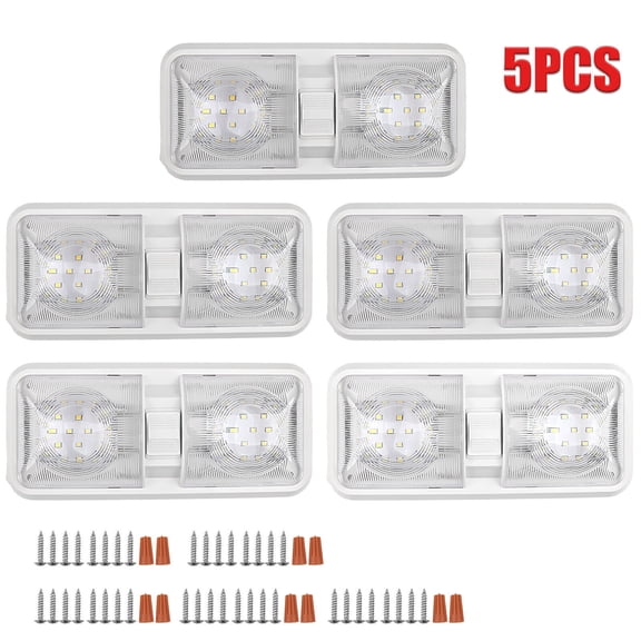 ASKITO 5 Pcs 12V Led RV Ceiling Double Dome Light RV Interior Lighting for Trailer Camper
