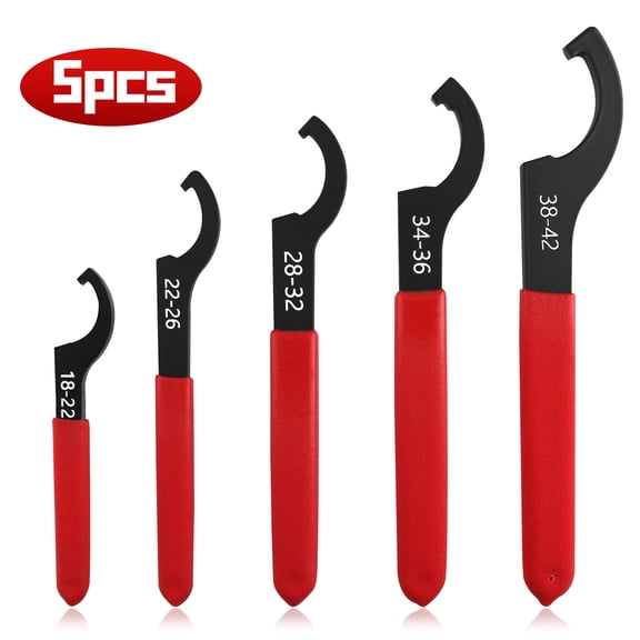 ASKITO 5pcs Coilover Wrench Set, C-Shape Shock Spanner Hook Wrench Tools for Suspension System and Shock Adjustment