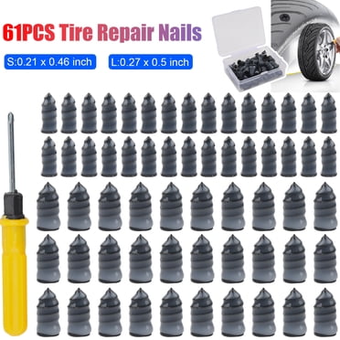 60-Piece Car Tubeless Tire Puncture Repair Kit – Vacuum Plugs For Screw & Nail Holes (Universal Fit)