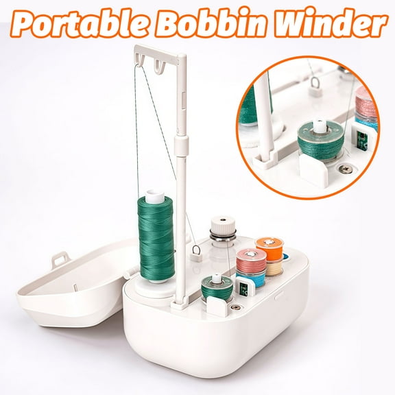 ASKITO Automatic Bobbin Winder, Portable Electrical Bobbin Winder, Universal Winding Machine, Electric wire Winder for Sewing Assistant Industrial/Domestic Accessory, White